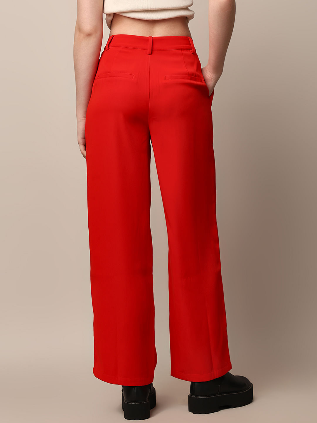 Red High Rise Tailored Co ord Set Pants