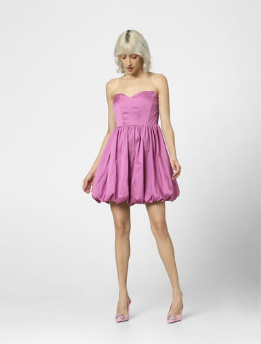 Purple Balloon Off-Shoulder Dress