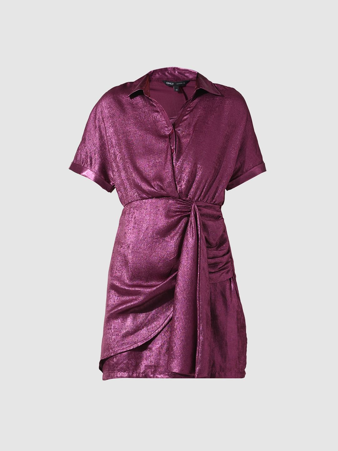 Purple Shimmer Metallic Mini Dress