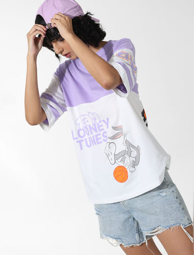 X Looney Tunes Lilac Printed Oversized T-shirt