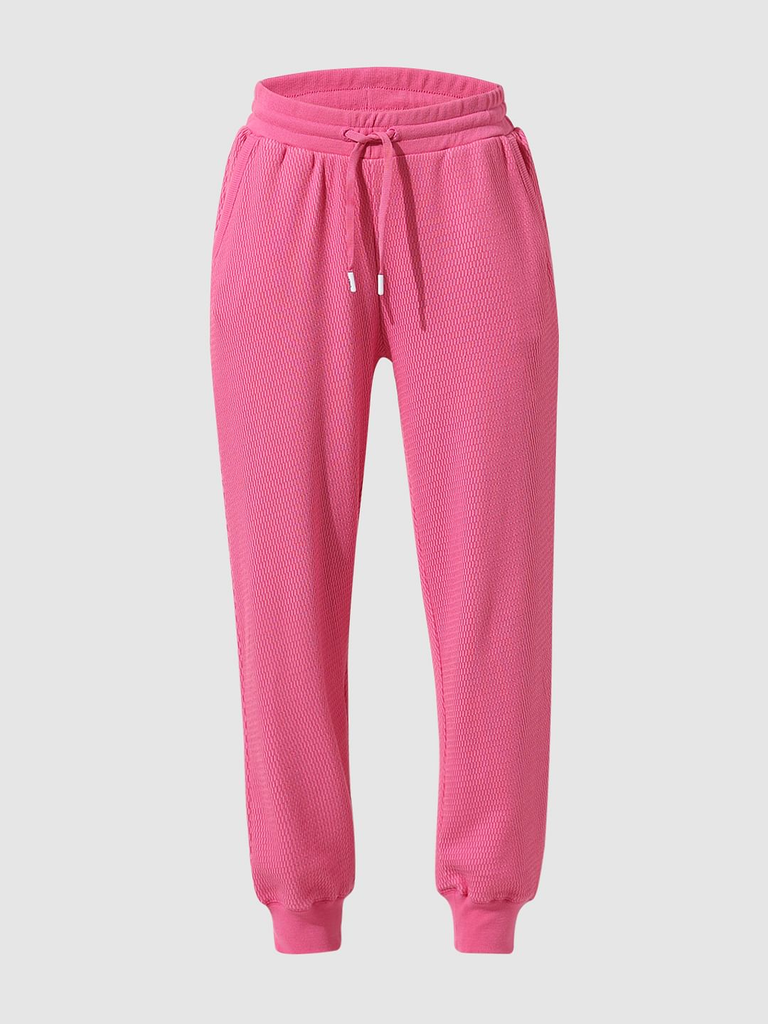 Pink knitted joggers sale