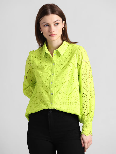 Neon Green Schiffli Shirt