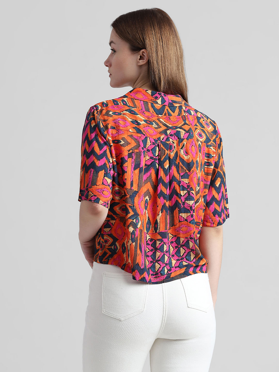 Orange Aztec Print Top