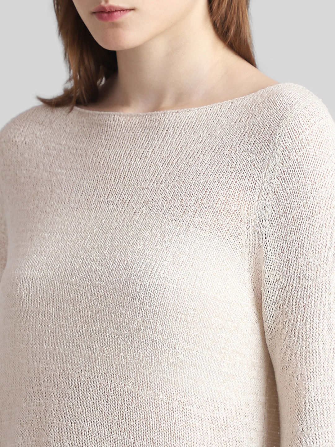 Cream Textured Knit Pullover