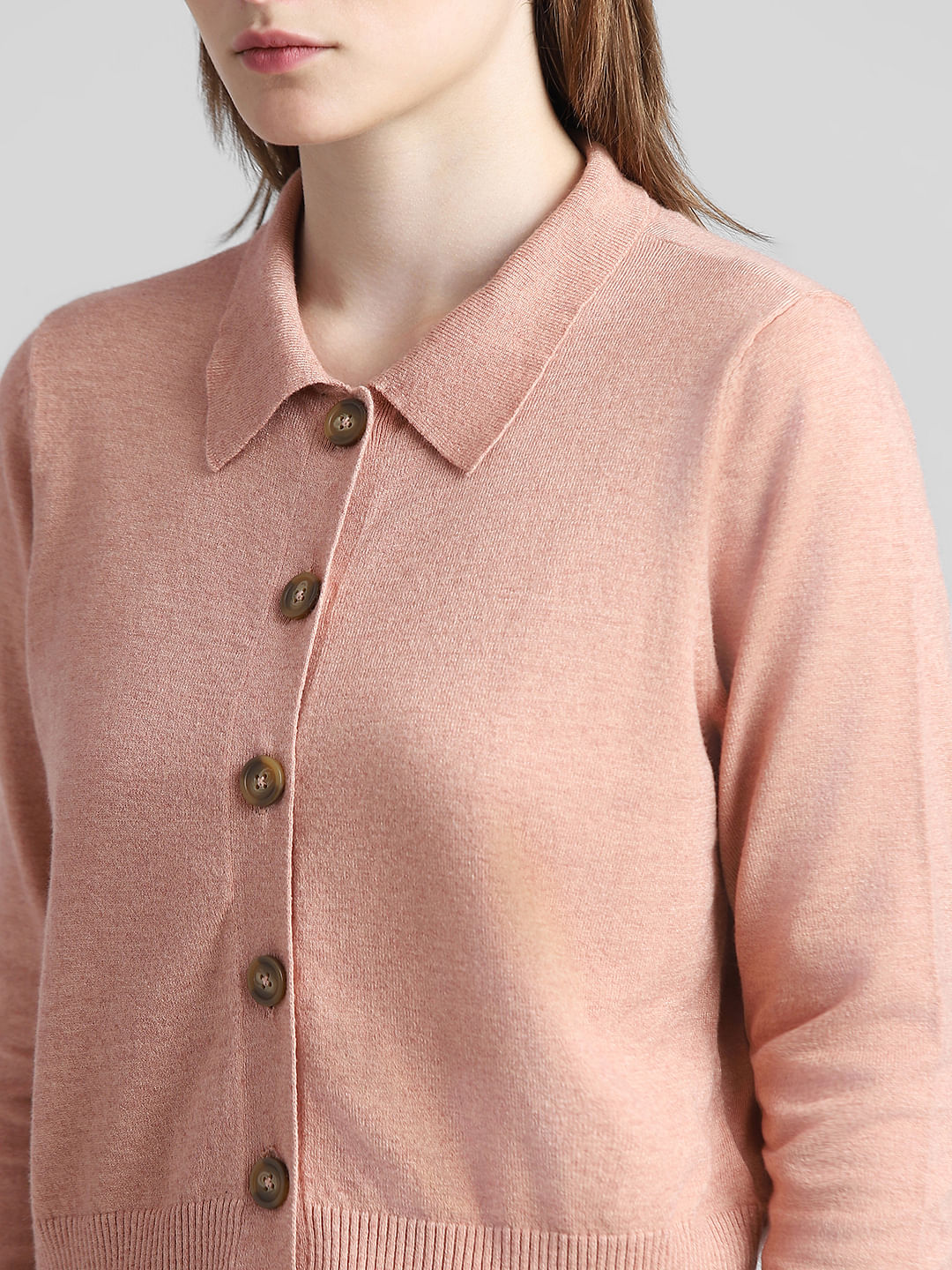 Brown Front Button Cardigan