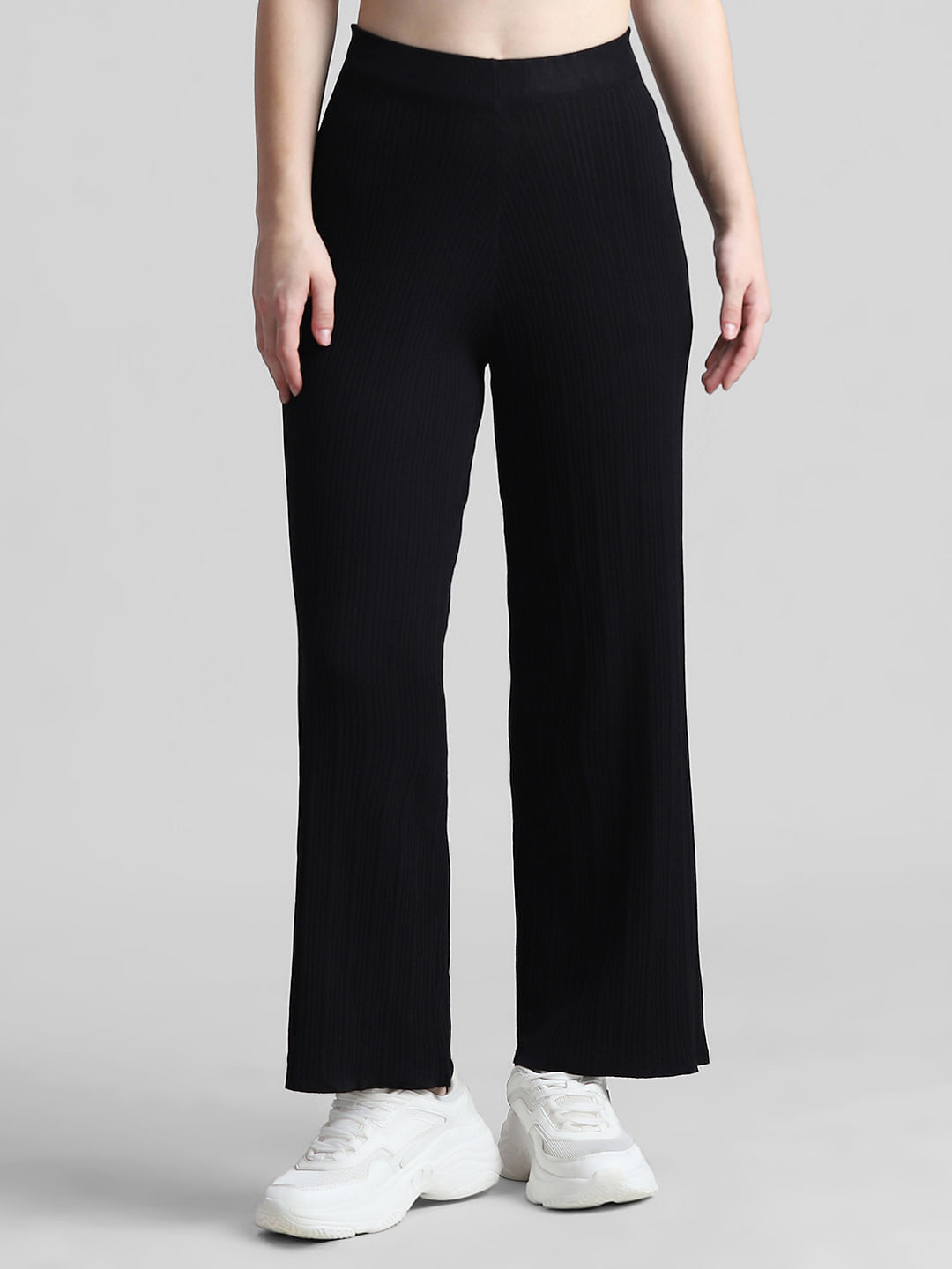 Plus Size Black White Stripe Printed Lounge Pants Online in India | Amydus