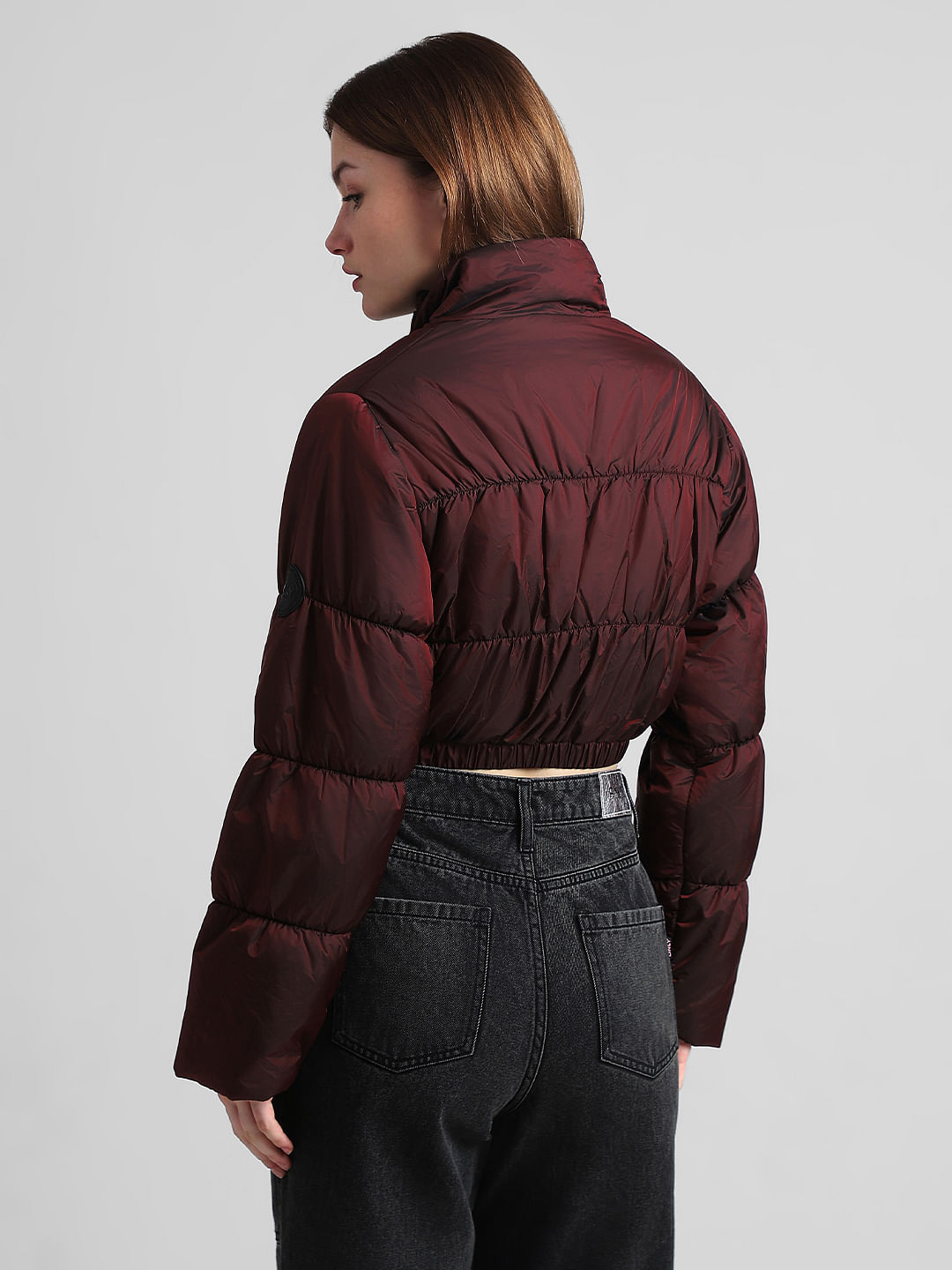 Maroon cropped outlet jacket