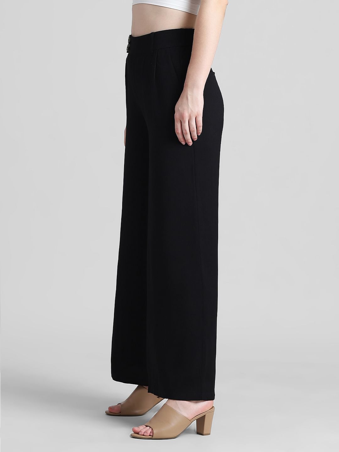 Black High Rise Wide Leg Pants