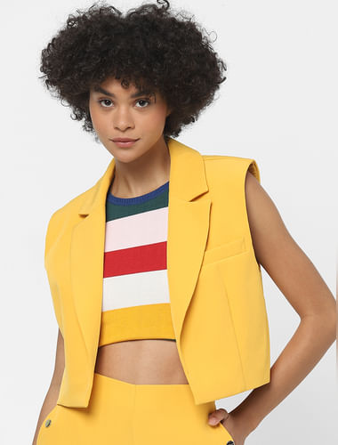 Yellow Co-ord Cropped Waistcoat