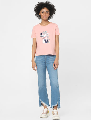 Pink Sequin Print T-shirt