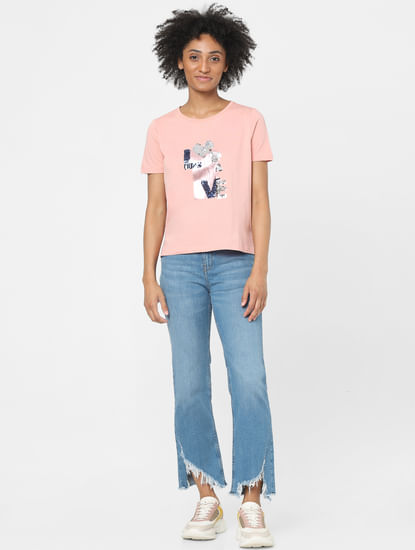 Pink Sequin Print T-shirt