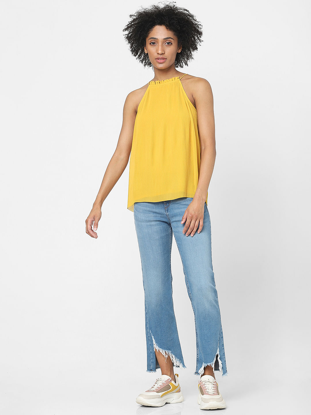 Mustard yellow hot sale halter top