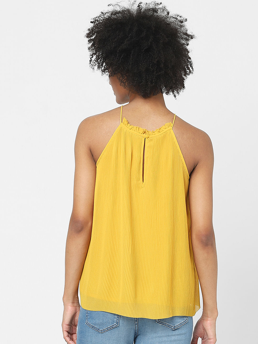 Mustard yellow cheap halter top