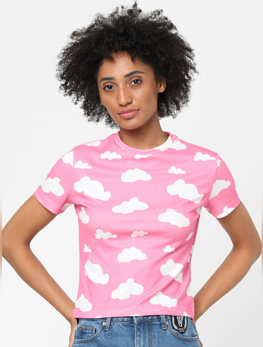 Pink Cloud Print Top