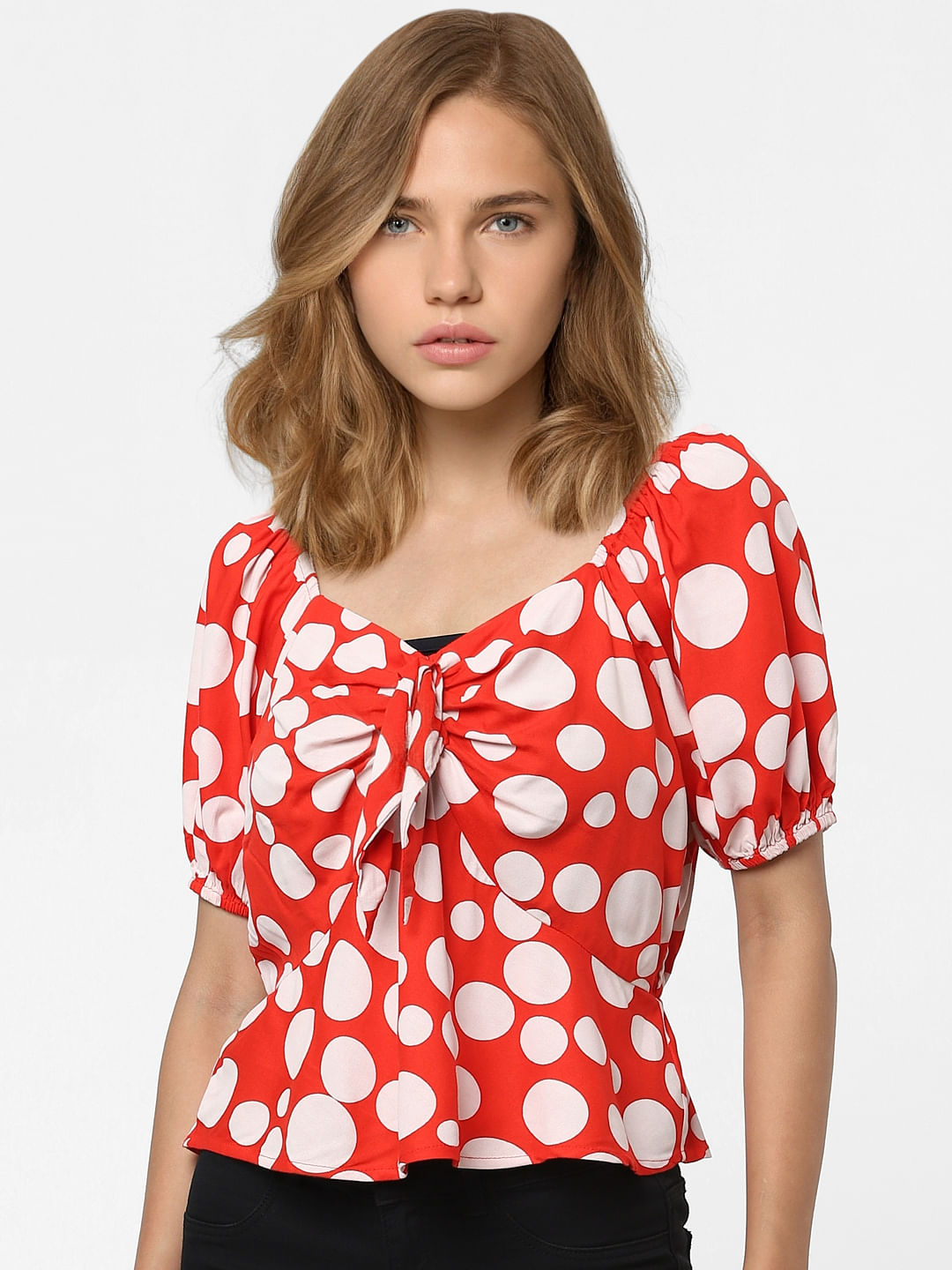 White and red hot sale polka dot top