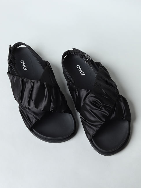 Black Satin Sandals 