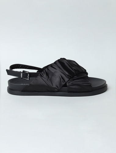 Black Satin Sandals 
