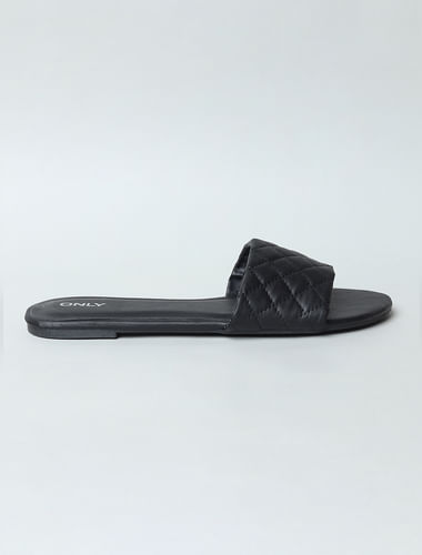 Black Quilted Sandals