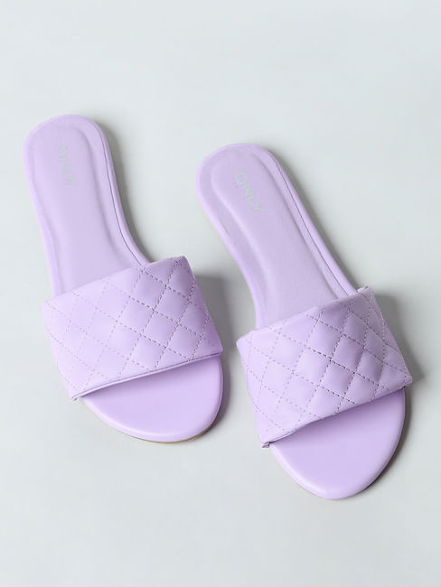 Purple Quilted Sandals