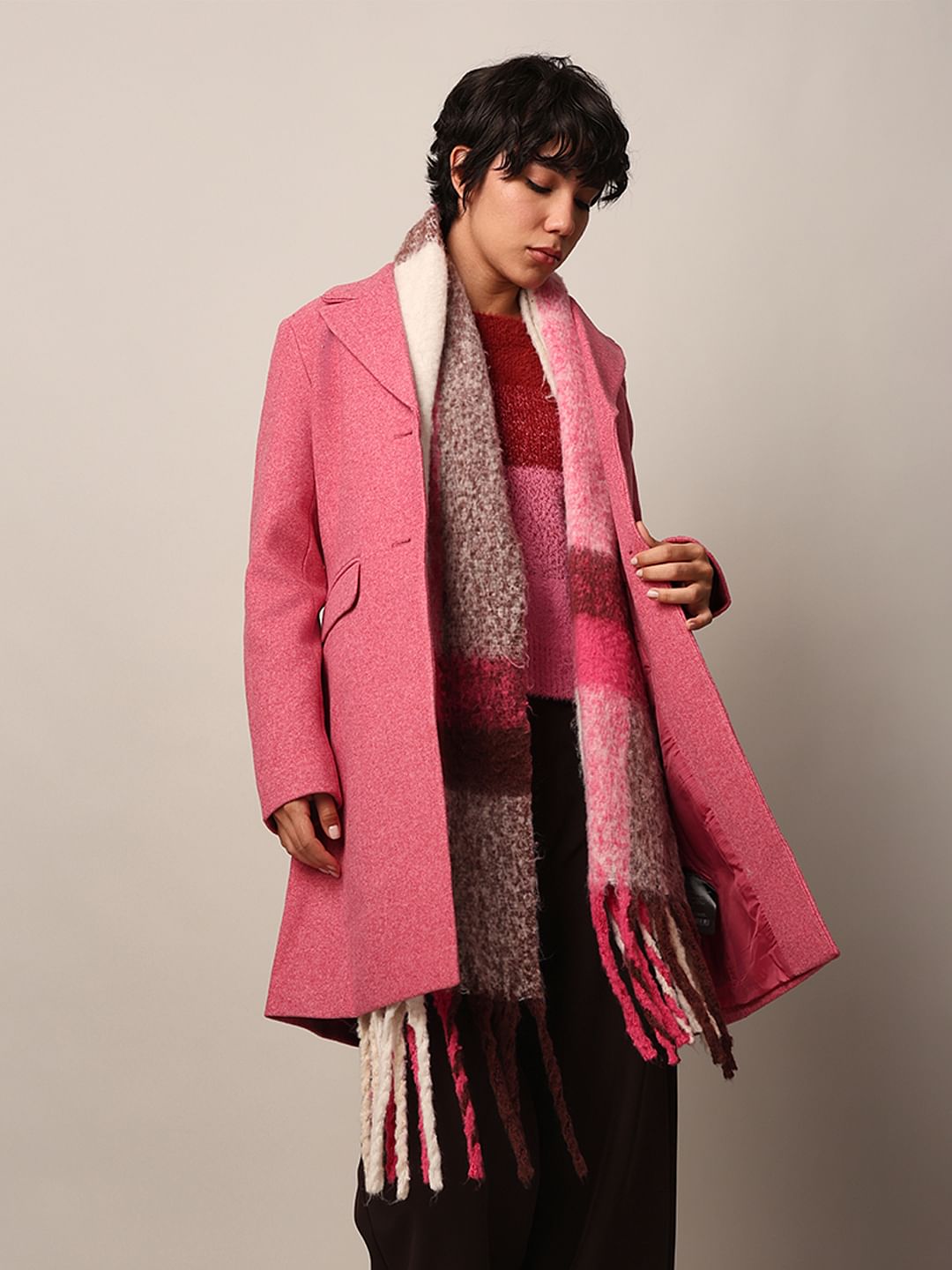 Pink Felted Long Coat