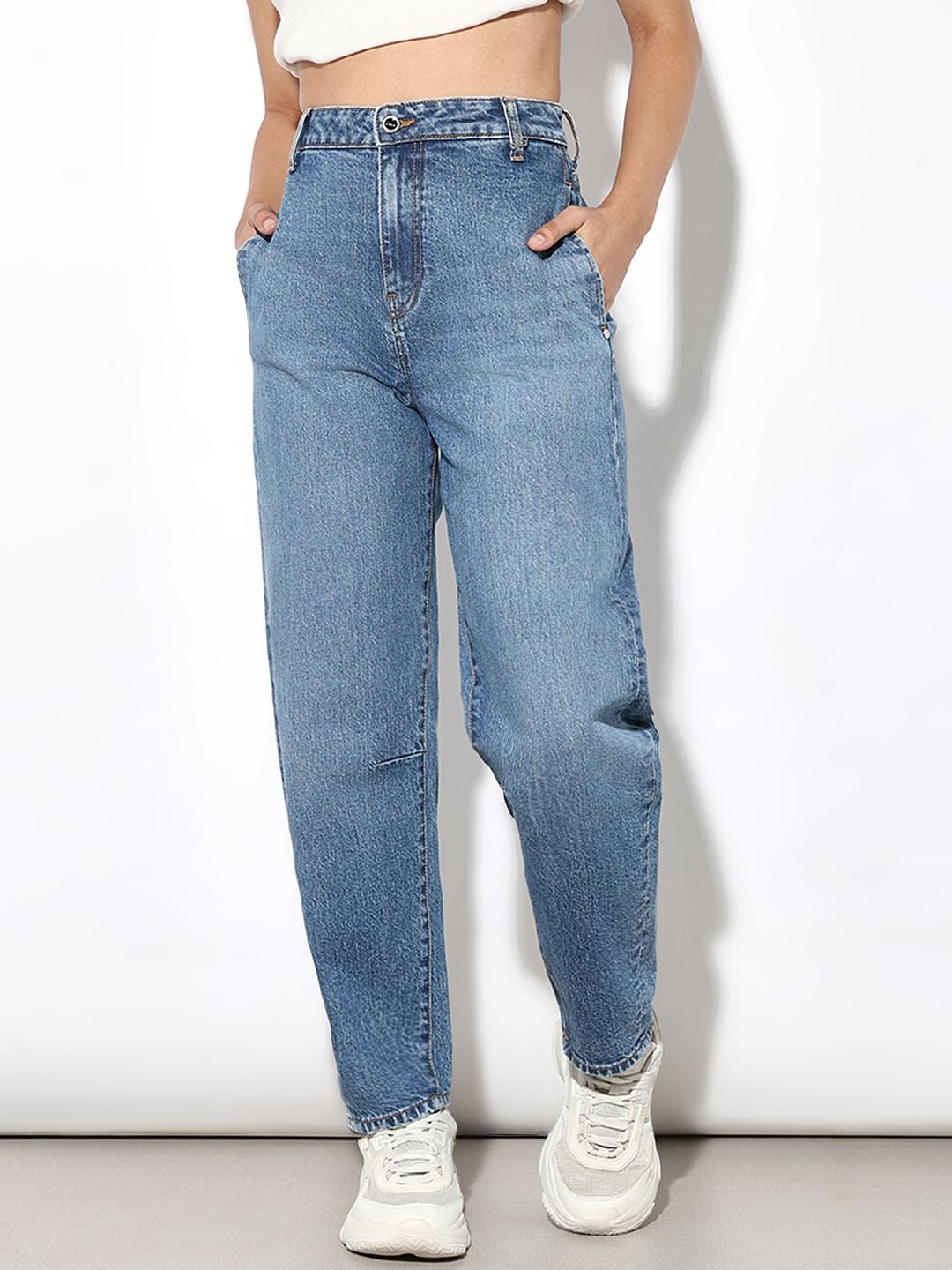 Blue High Rise Baggy Jeans