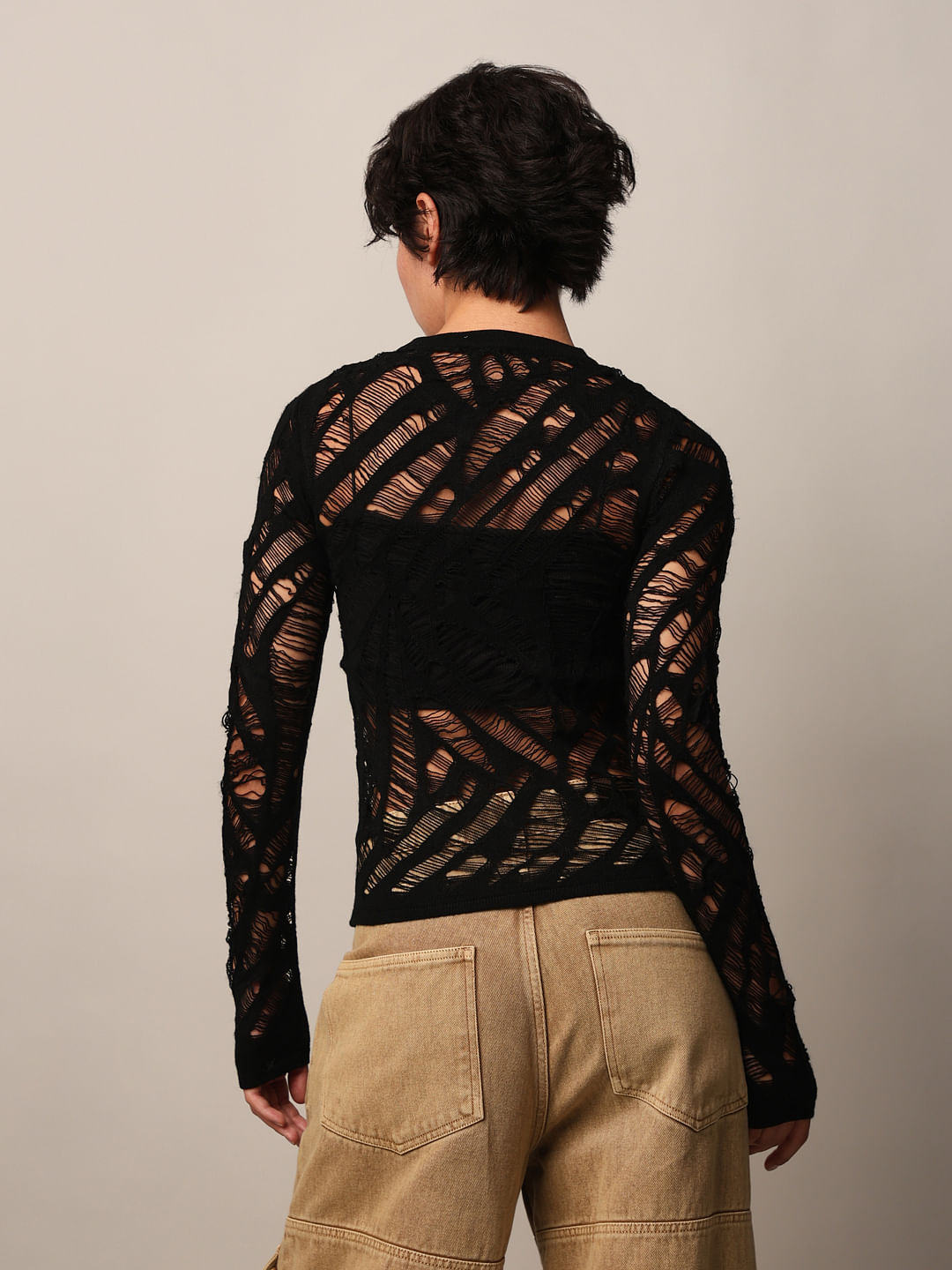 Sheer knit compilation tops