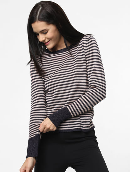 Navy Blue Striped Pullover
