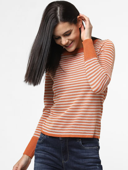 Orange Striped Pullover