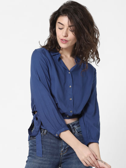 Blue Side Tie-Up Shirt