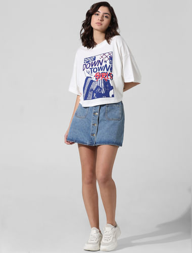 Buy White High Rise Denim Culottes For Women Online - ONLY