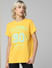 Yellow Sequin Text Detail T-shirt
