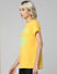 Yellow Sequin Text Detail T-shirt
