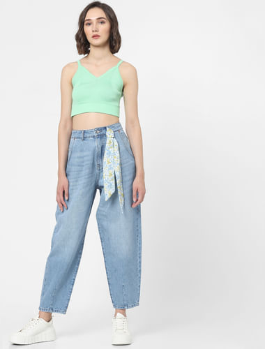 Blue High Rise Balloon Fit Jeans