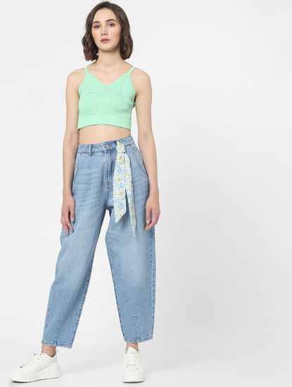 Blue High Rise Balloon Fit Jeans