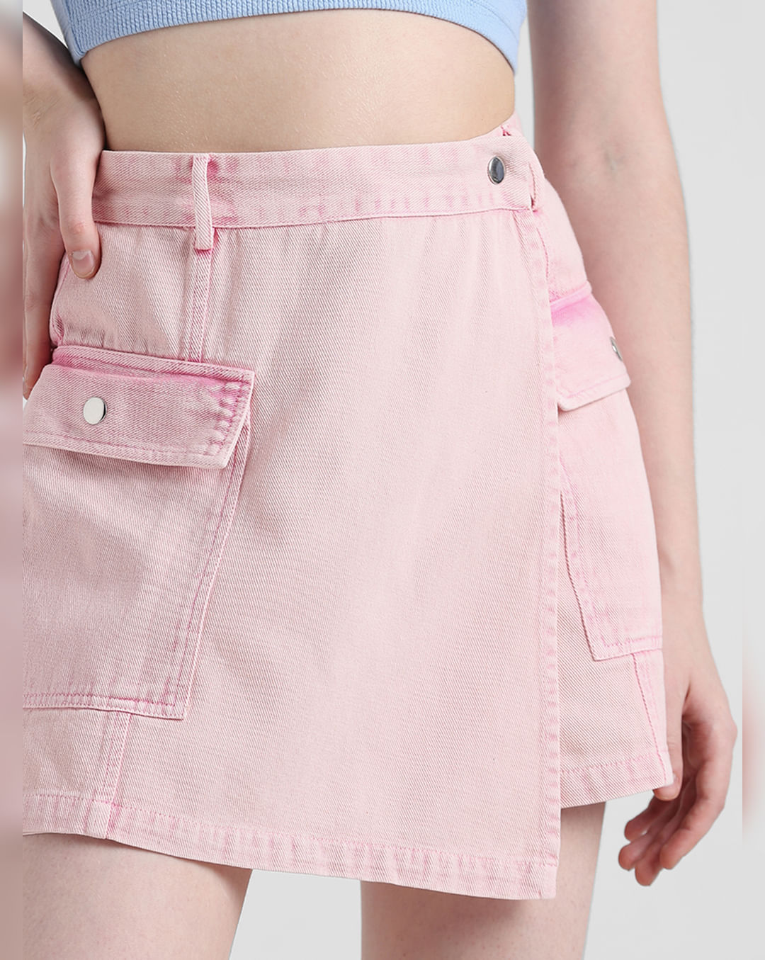 1980s Pink Acid Wash Denim Pencil Skirt