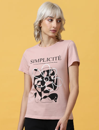 Pink Typographic Print T-shirt