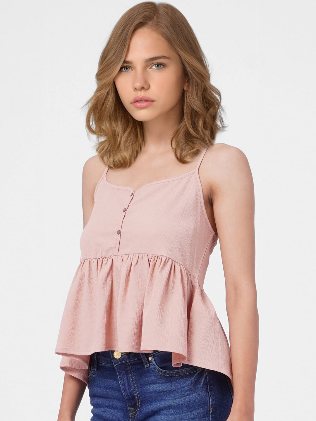 Pale pink sales peplum top