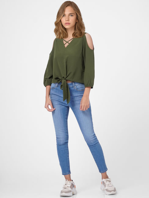 Green Cut Out Top
