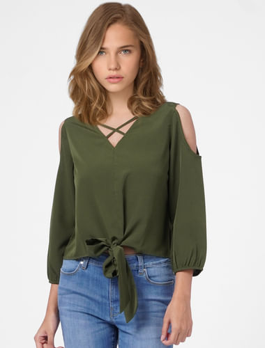 Green Cut Out Top