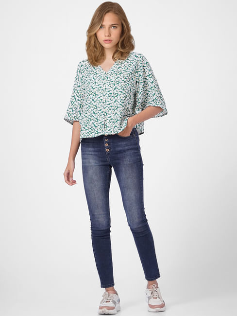 Green Floral Top