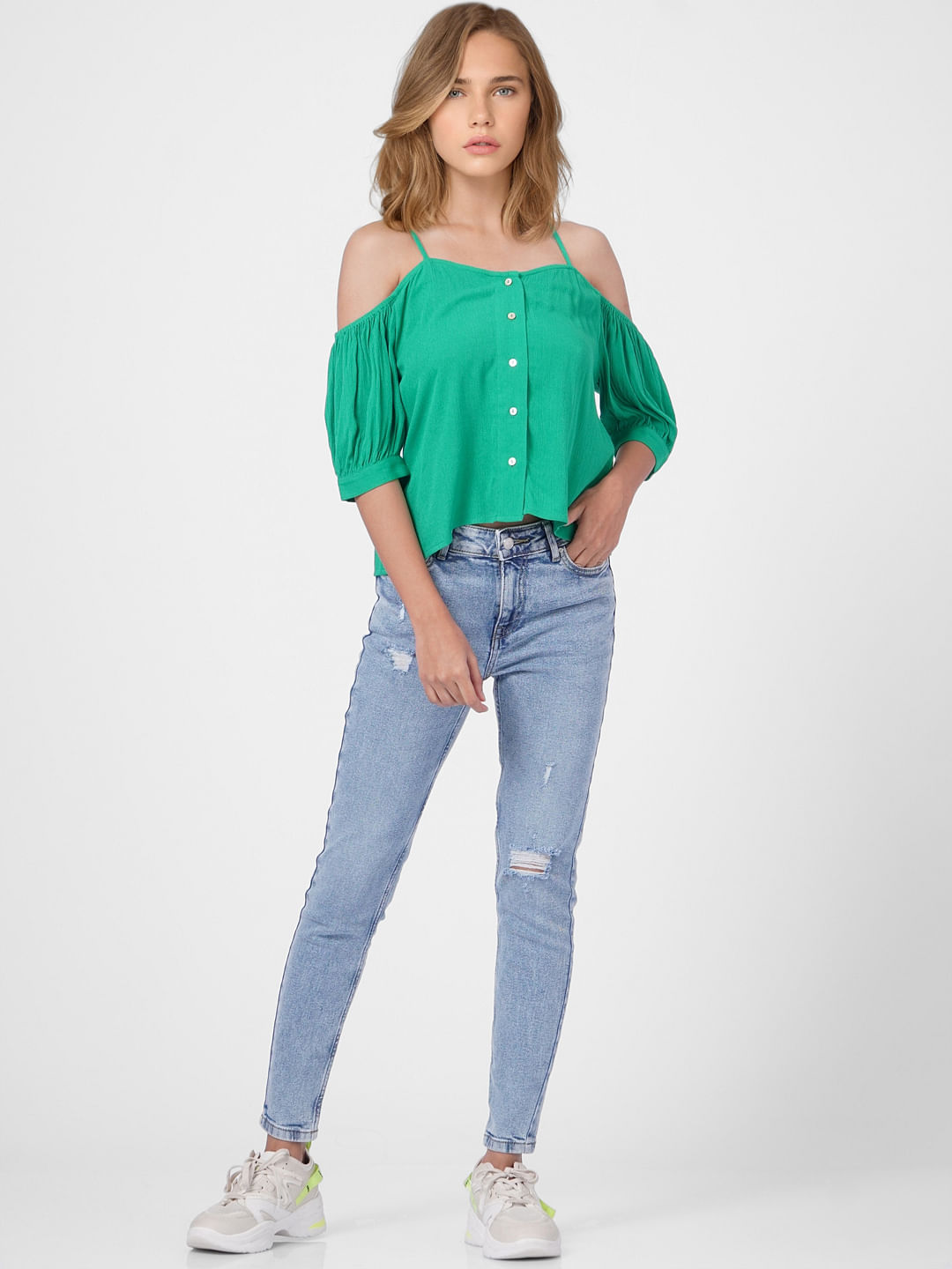 Cold off store shoulder top