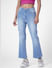 Blue High Rise Distressed Flared Jeans
