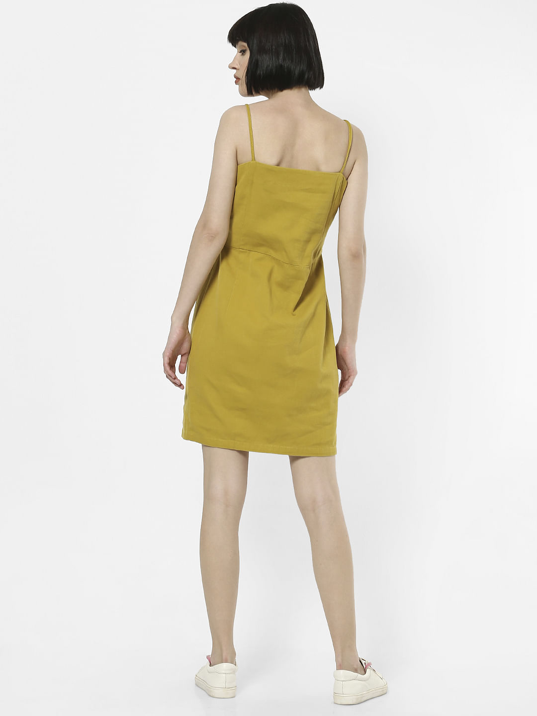 yellow spaghetti strap dress