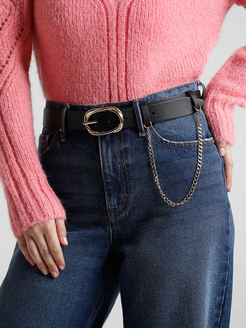 Black Chain Detail Jeans Belt