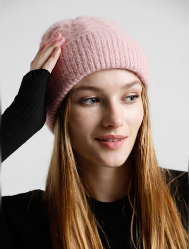 Dark Pink Cable Knit Beanie