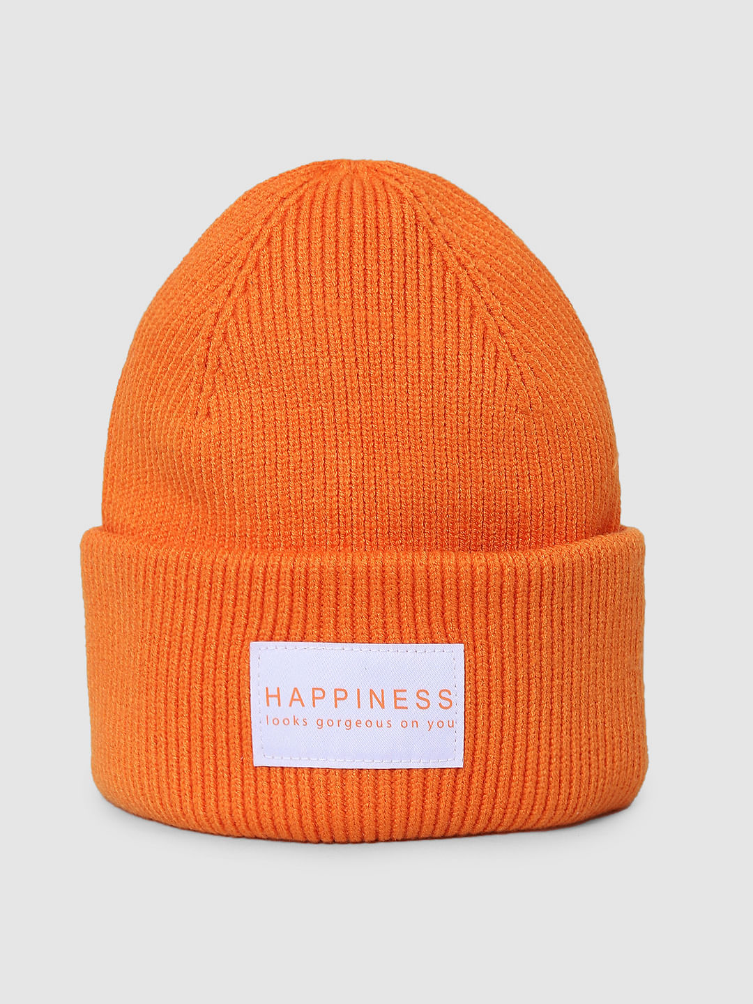 Orange Ribbed Beanie