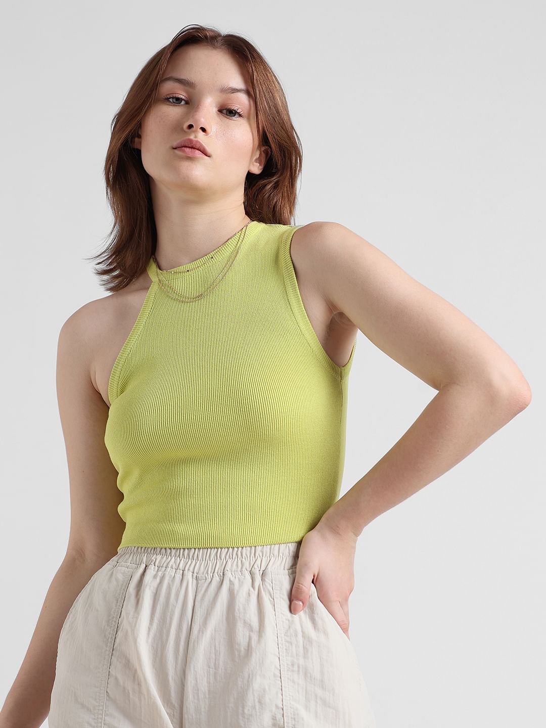 Lime green high neck on sale top