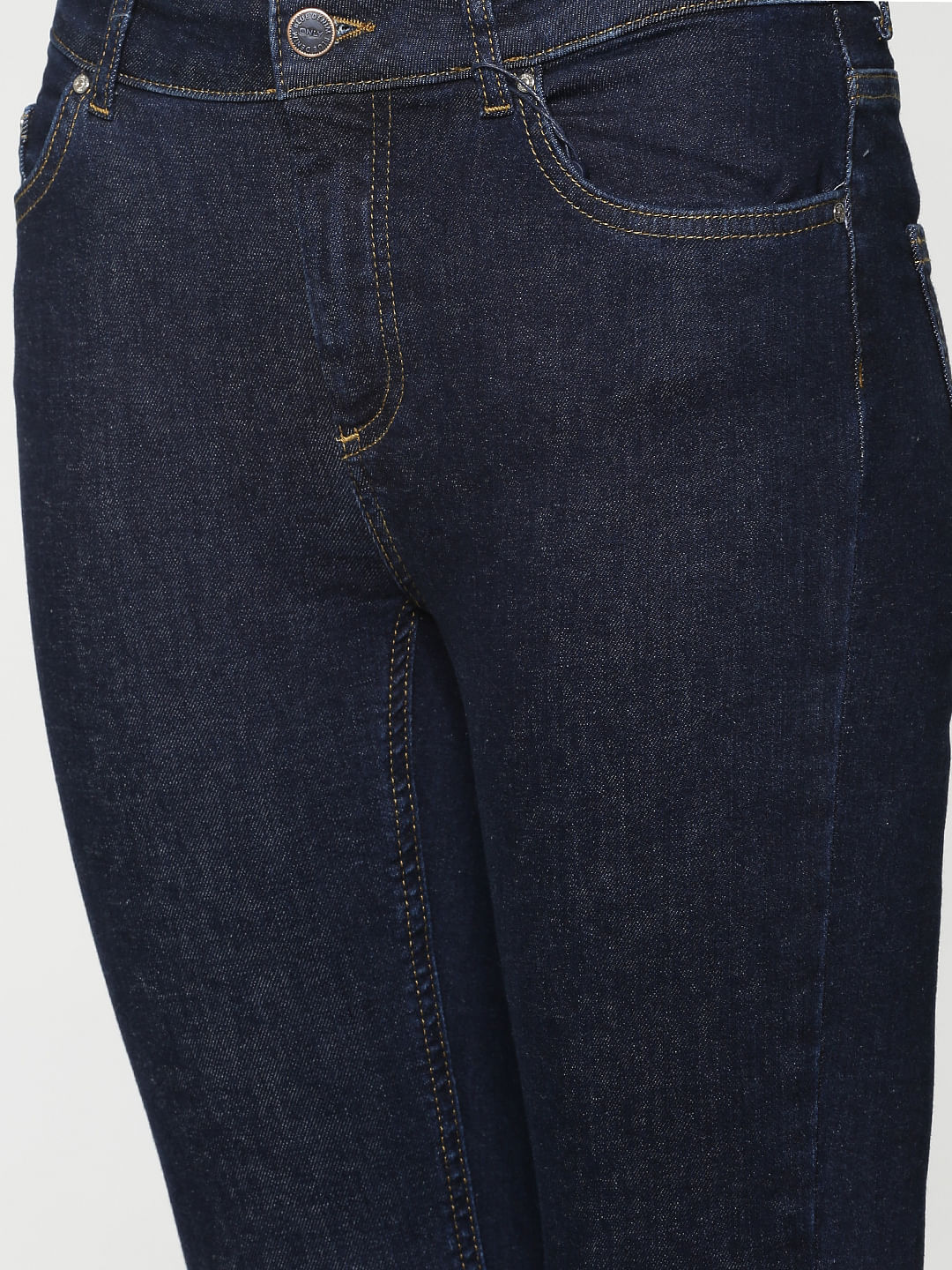 high rise frayed hem jeans