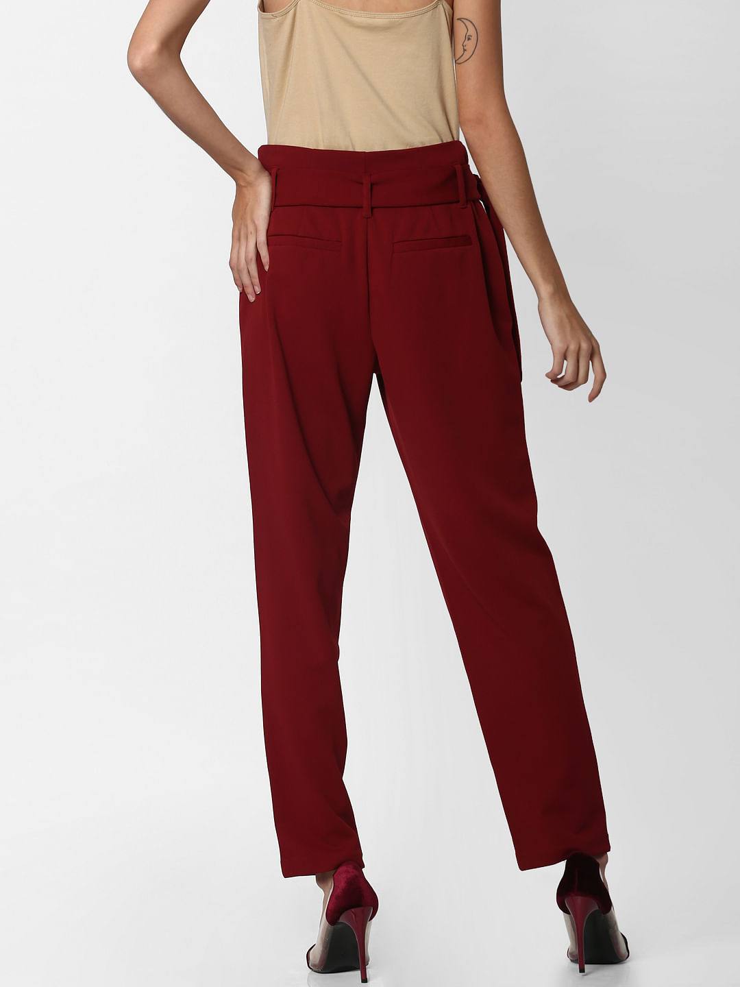 high rise red pants