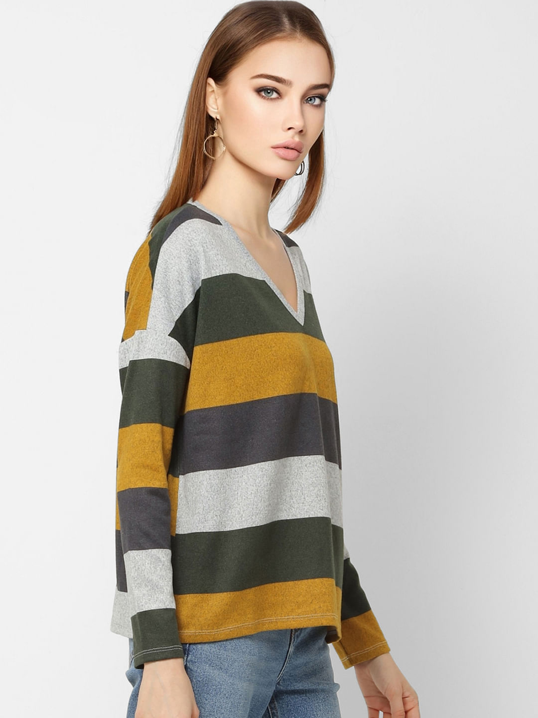 BCBGMAXAZRIA Womens Striped Pullover Sweater 